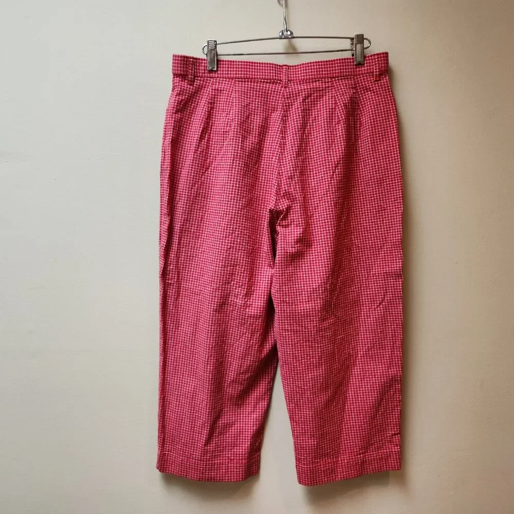 Gingham Northern Reflections vintage cotton pants / red grid print / 12 - Picture 5 of 7